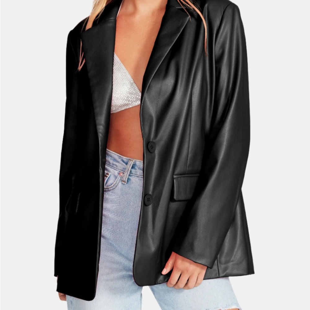 Steve Madden leather blazer L